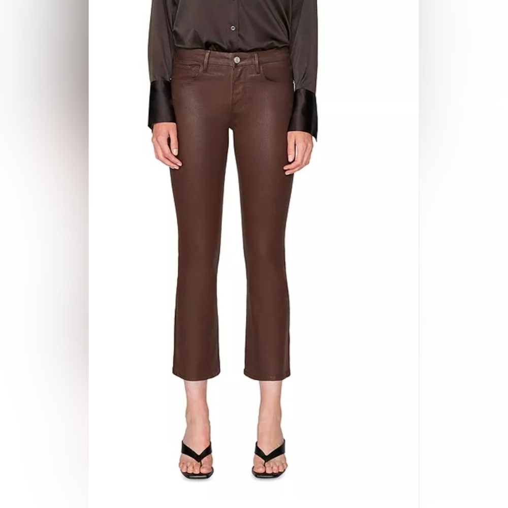 NWOT FRAME Le Crop Mini Boot Coated Jeans In Brown Sz 26